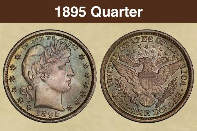 1895 Barber Quarter obverse and reverse showing Liberty portrait and eagle design