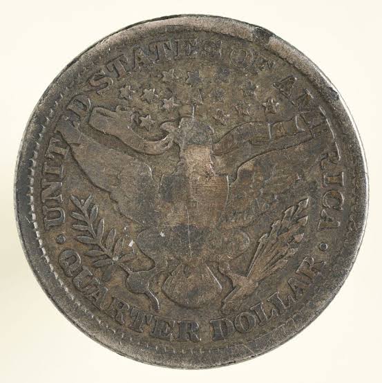 1895 Barber Quarter grease-filled die error showing partially obliterated design elements on obverse